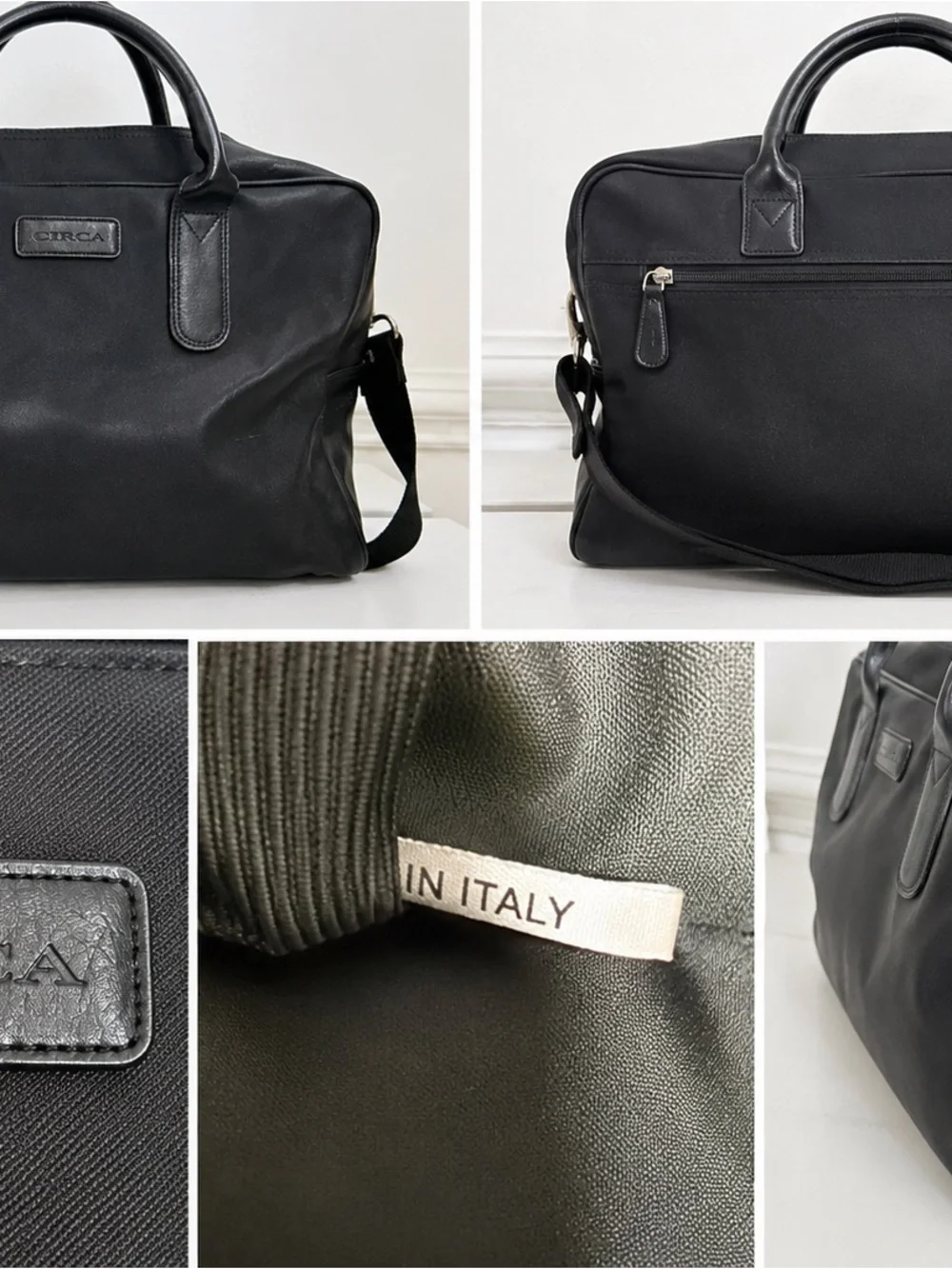 Circa Black Leather Duffel Bag for Men
